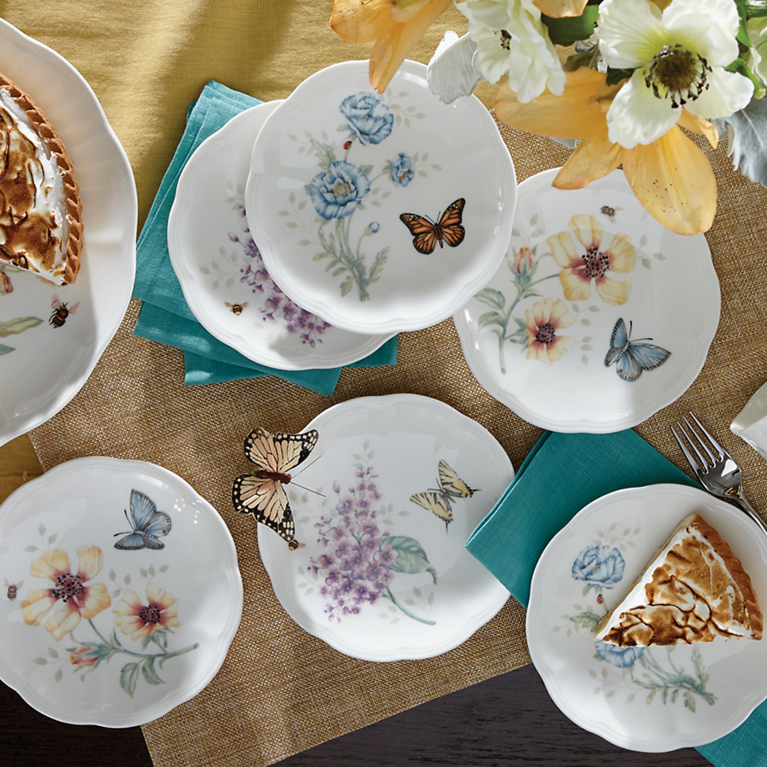 Lenox Butterfly Meadow porcelana blanca, duradera para uso diario