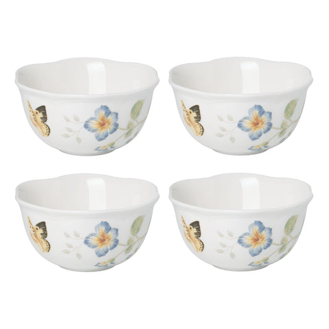 Lenox Butterfly Meadow: cuencos postre de 8 onzas con borde acanalado y motivos florales.