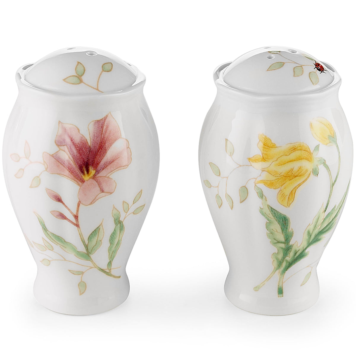 Lenox juego de sal y pimienta con motivos florales para mesa elegante