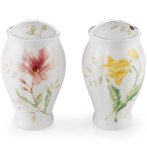 Lenox juego de sal y pimienta con motivos florales para mesa elegante