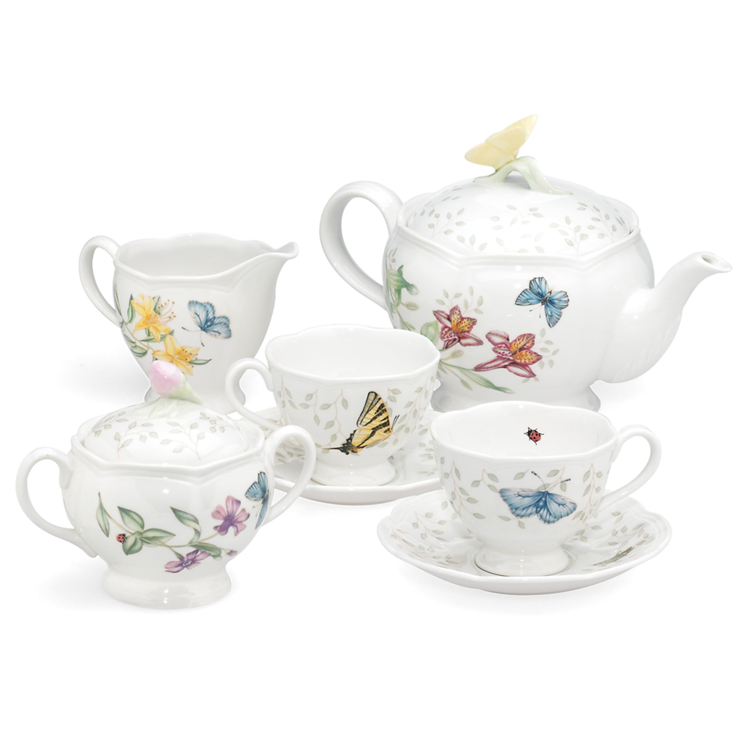 Lenox Butterfly Meadow tetera: diseño elegante para momentos íntimos de té.