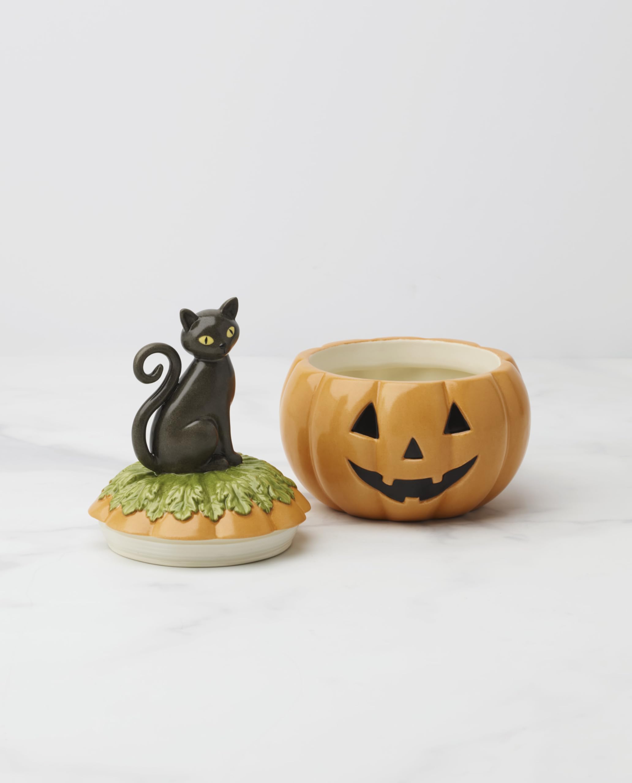 Lenox frasco para dulces con diseño de calabazas y gatos.