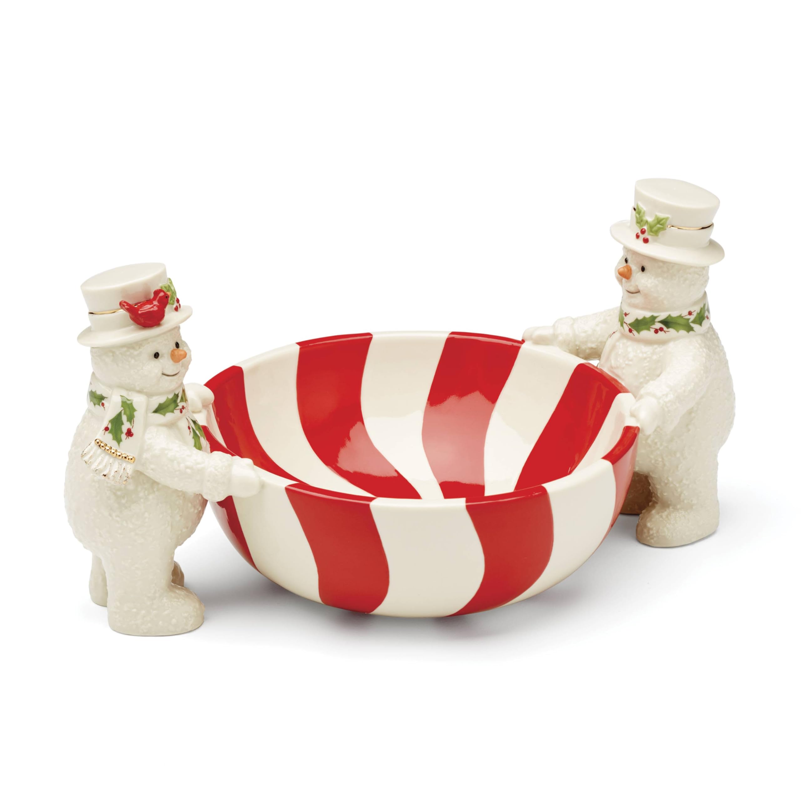 Lenox Happy Holly Days cuenco-navideno, perfecto para presentar caramelos en la mesa festiva.