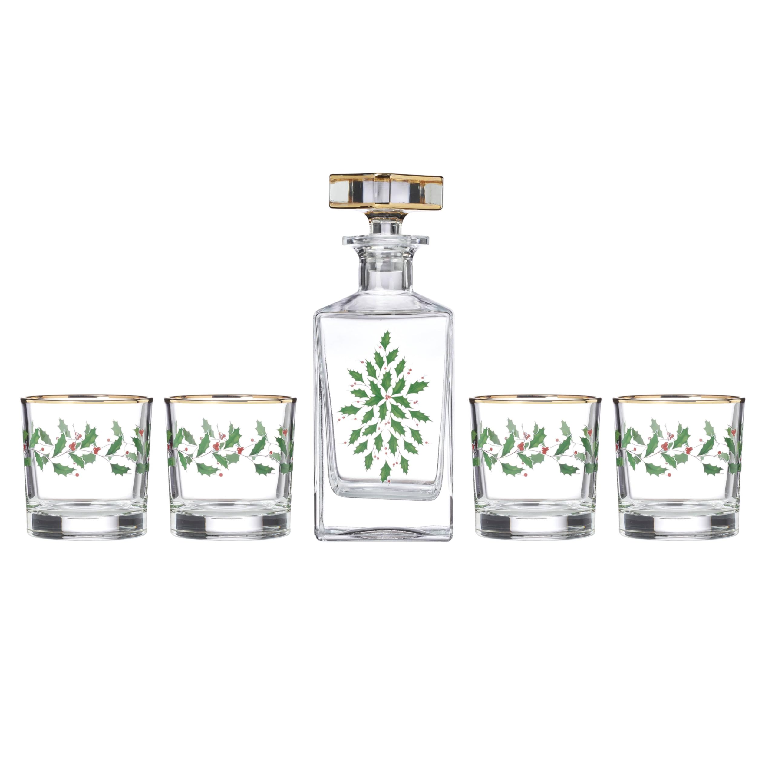 Decantador Lenox con borde de oro 24K para cenas elegantes.