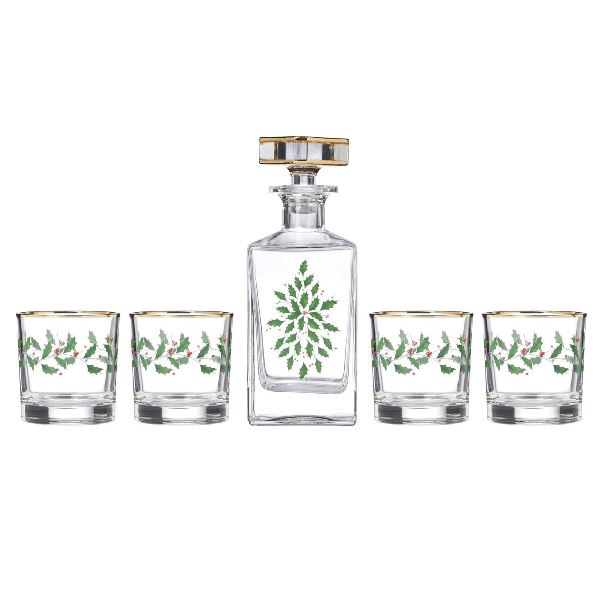Decantador Lenox con borde de oro 24K para cenas elegantes.