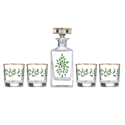 Decantador Lenox con borde de oro 24K para cenas elegantes.