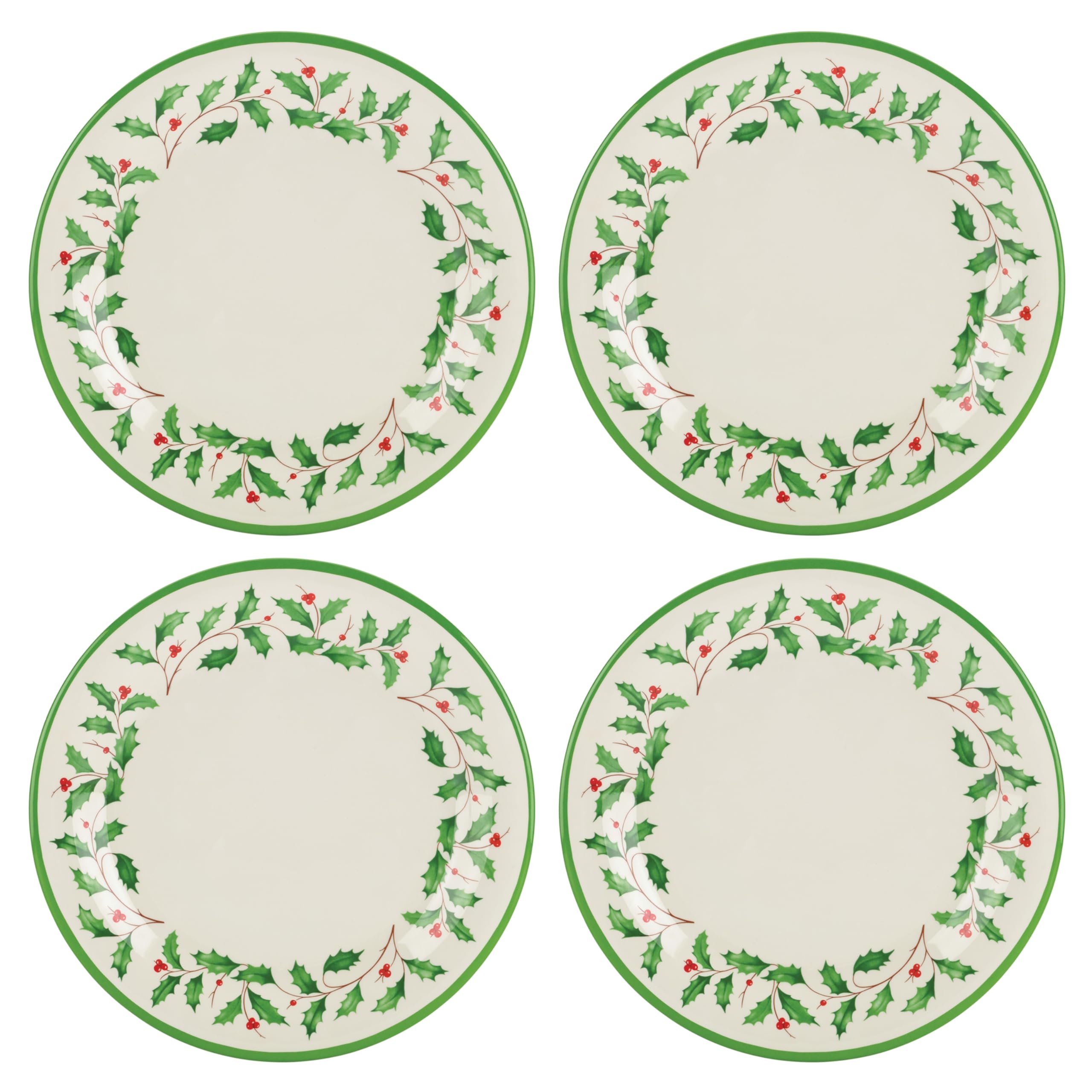 Platos Lenox Holiday 4 piezas, vista frontal, ideales para cenas festivas.