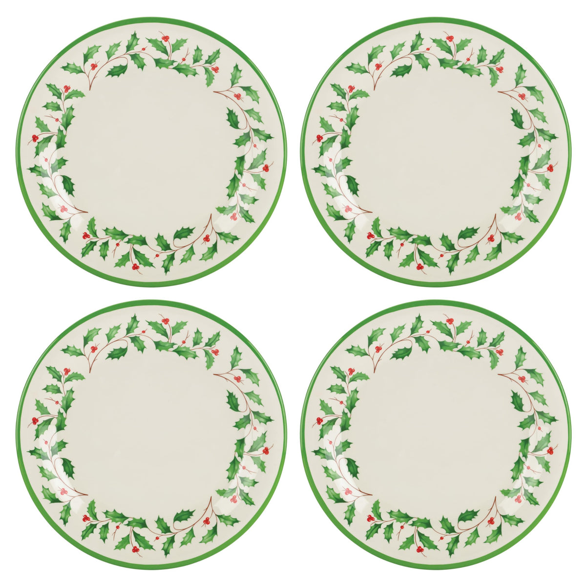 Platos Lenox Holiday 4 piezas, vista frontal, ideales para cenas festivas.