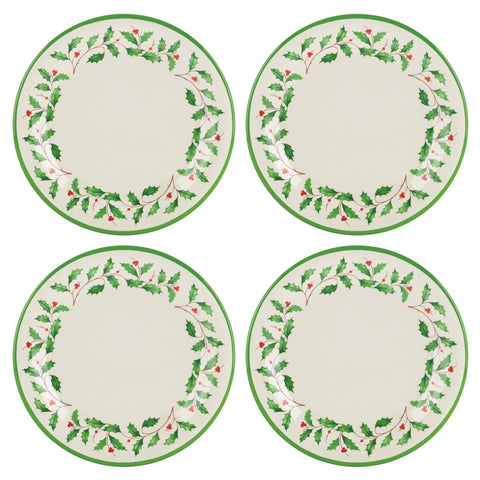 Platos Lenox Holiday 4 piezas, vista frontal, ideales para cenas festivas.