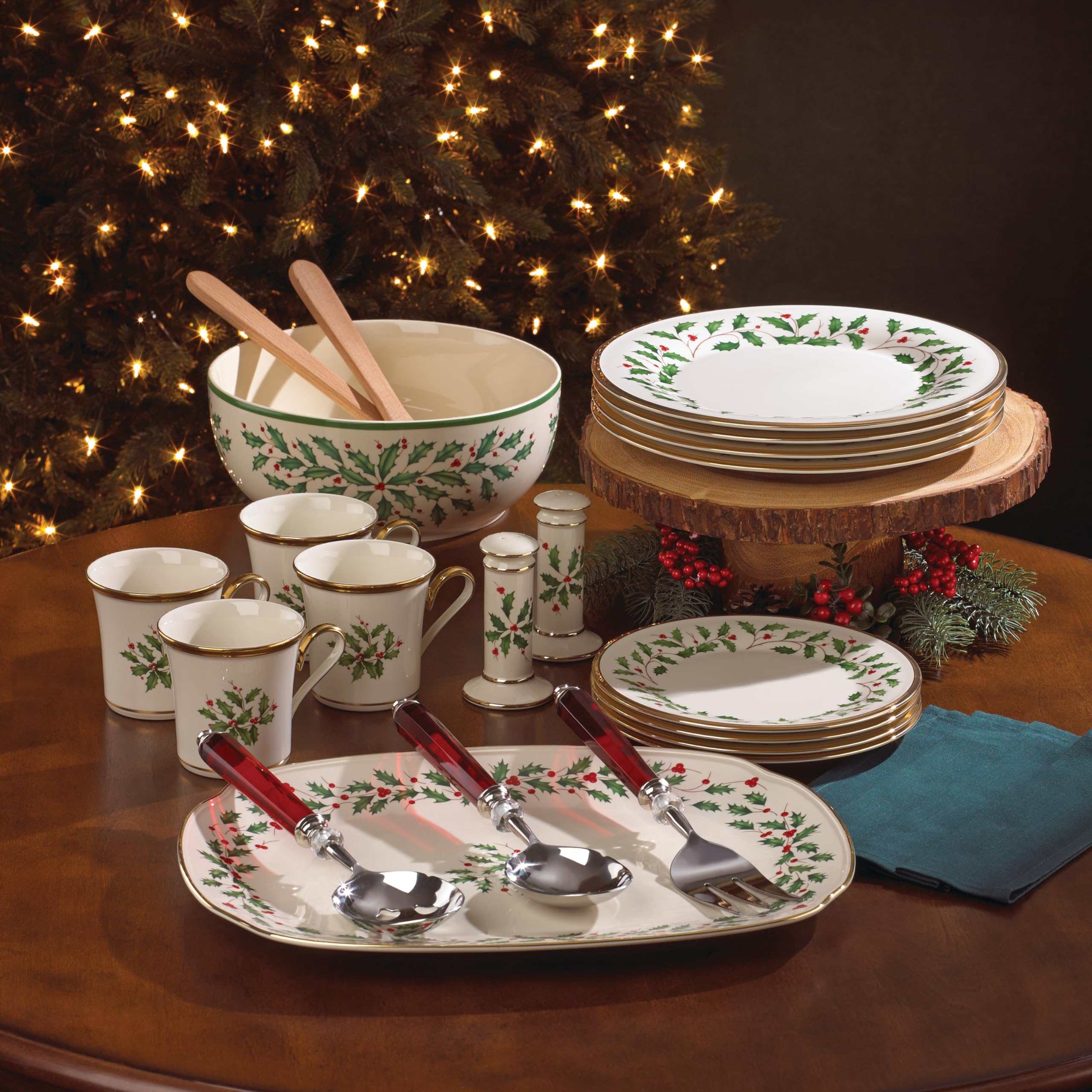 Lenox Holiday: presentación elegante para mesa navideña y reuniones.