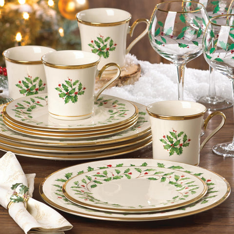 Lenox Holiday: servicio para 4 piezas para comidas festivas y reuniones.