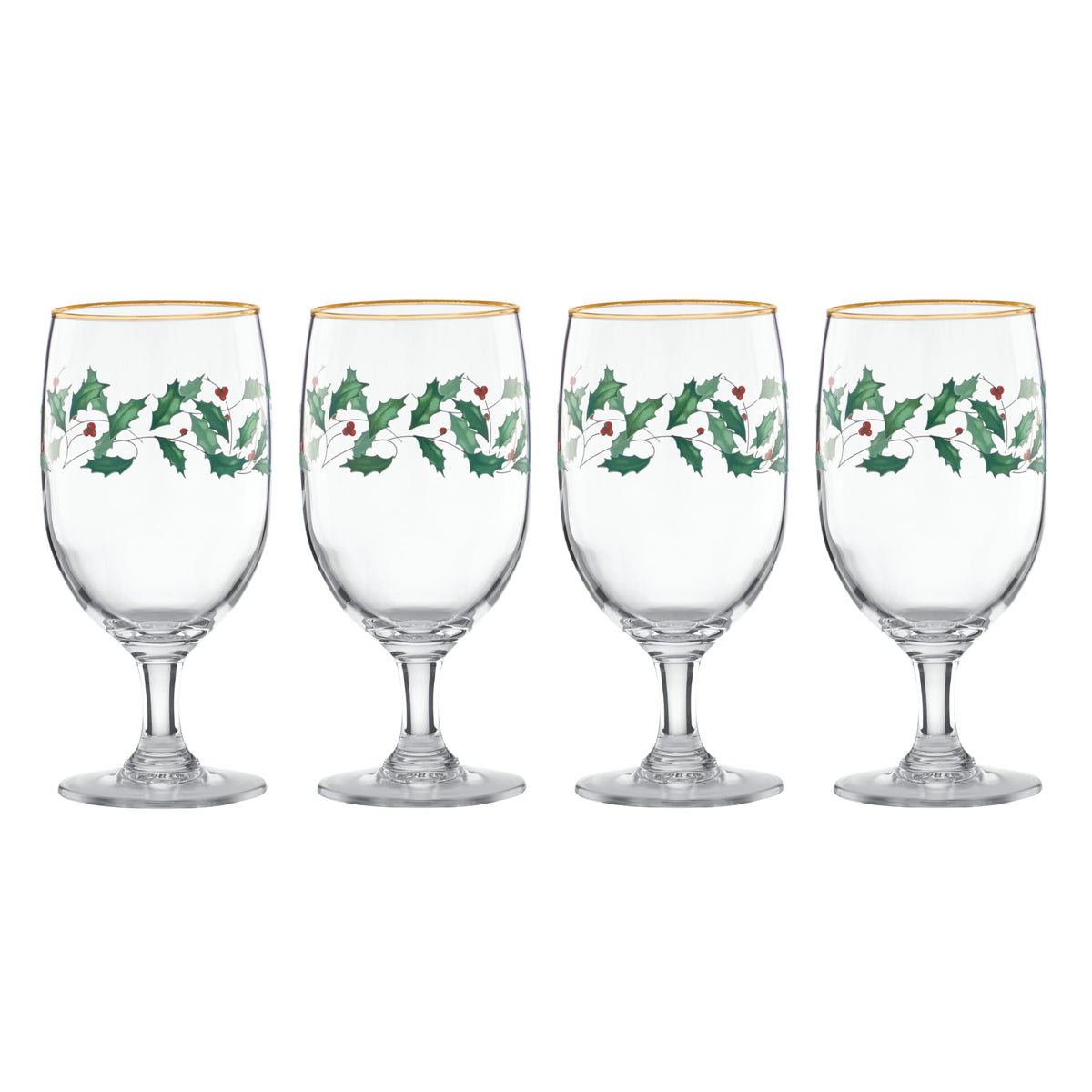 Vaso helado Lenox Holiday con borde dorado, ideal para bebidas frías.