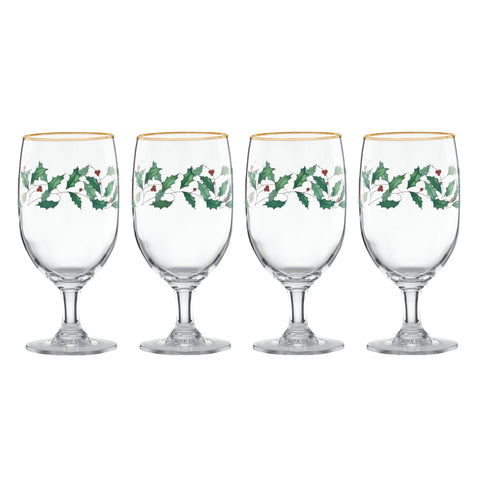 Vaso helado Lenox Holiday con borde dorado, ideal para bebidas frías.