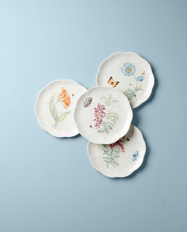 Lenox mariposa-campo plato acento 4p, detalle de bordes escallopados para mesa elegante