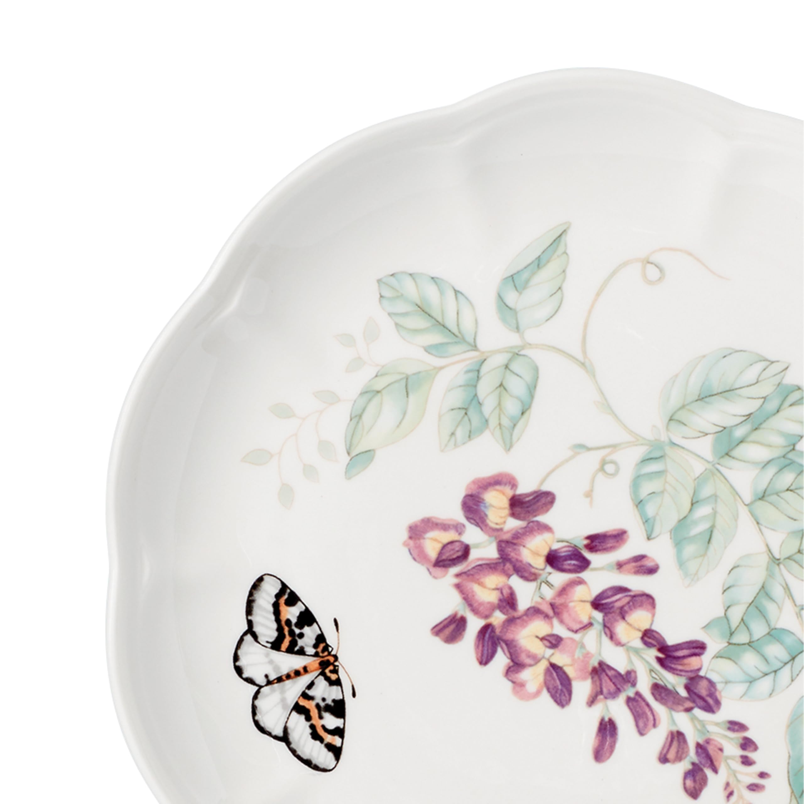 Lenox mariposa-campo plato acento 4p, borde escallopado y uso versátil