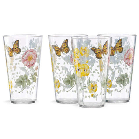 Lenox Butterfly Meadow alto vaso acrílico de 20 onzas, ideal para exteriores.