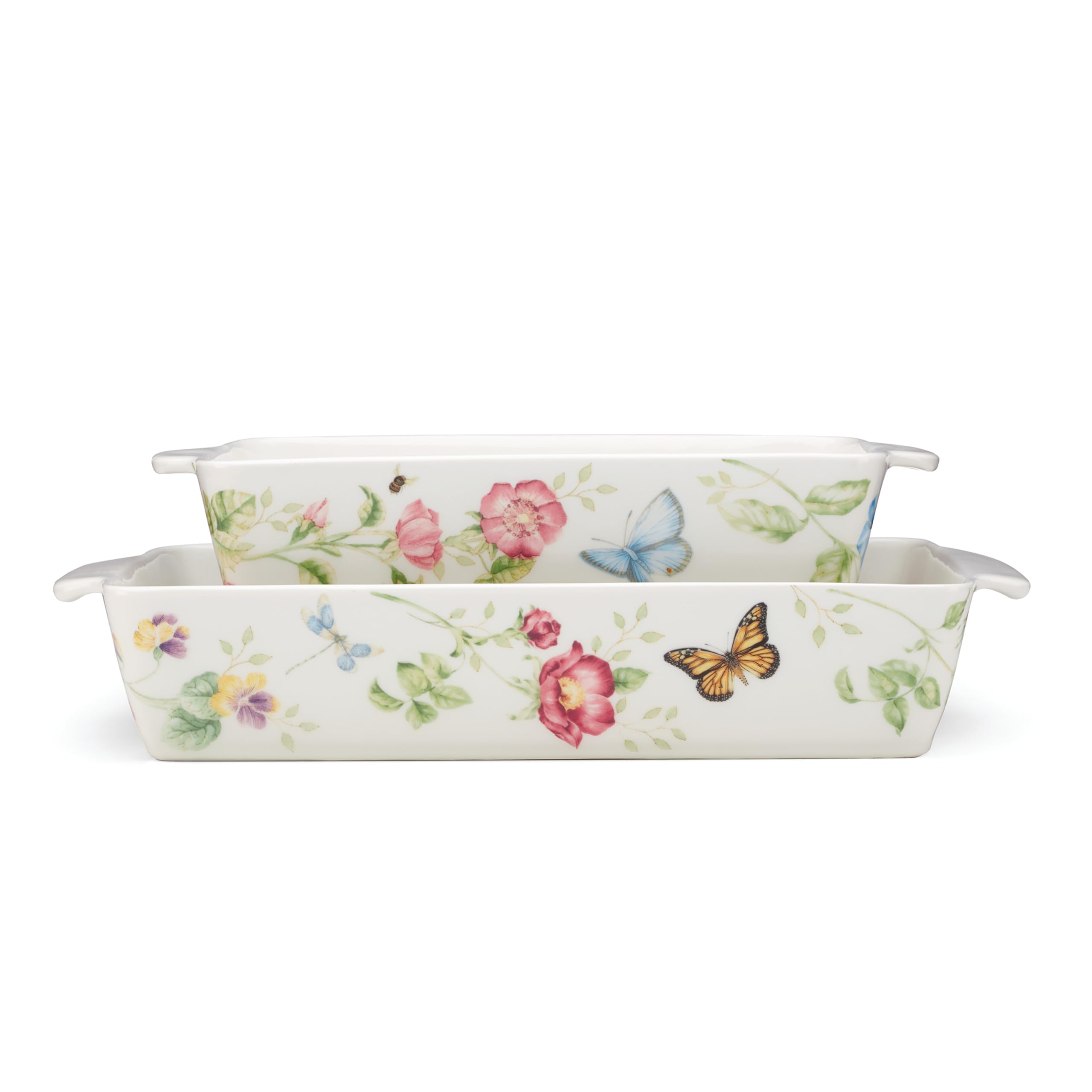 Lenox Mariposa Pradera horneador rectangular, ideal para servir porciones con estilo.