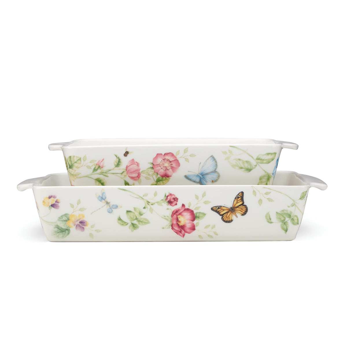 Lenox Mariposa Pradera horneador rectangular, ideal para servir porciones con estilo.