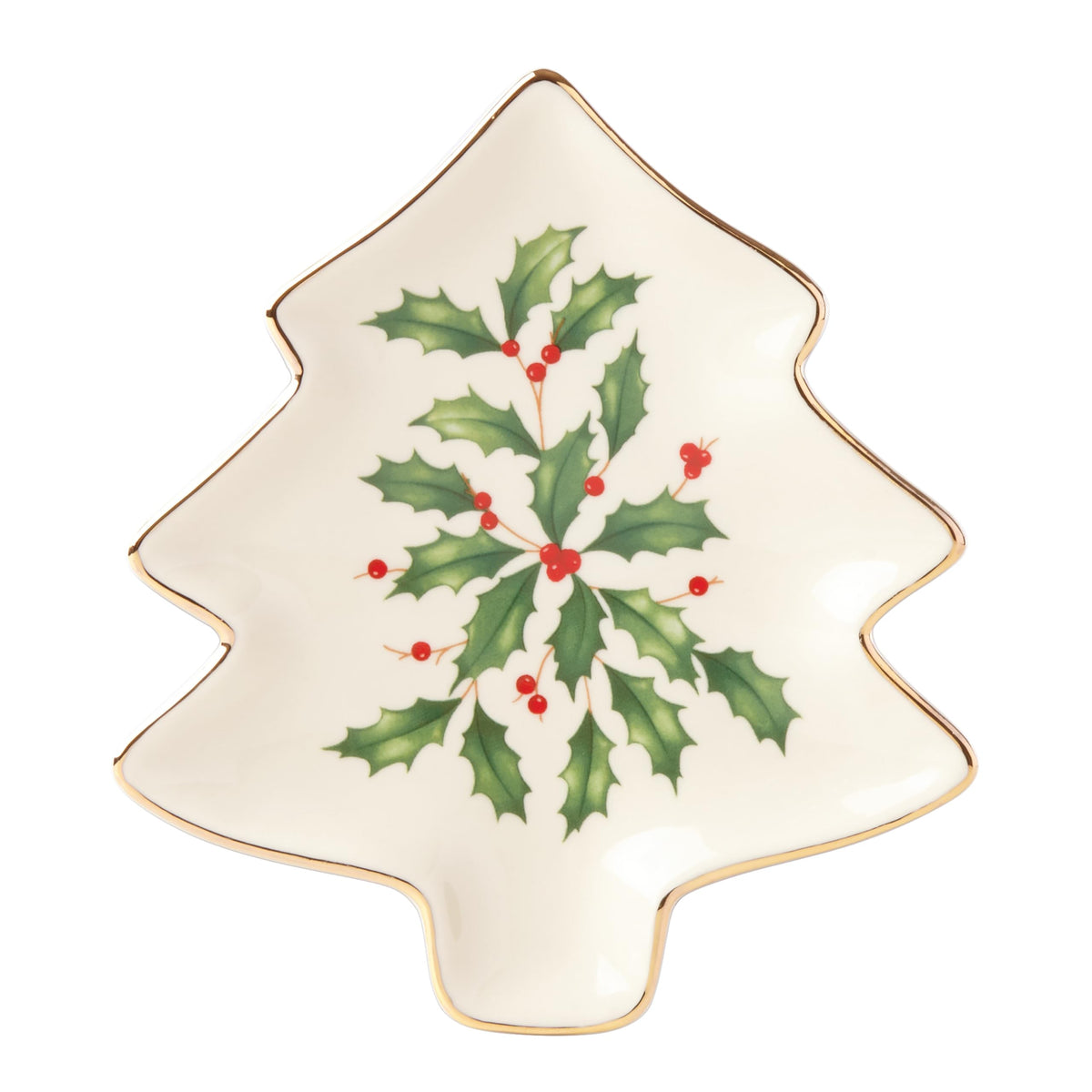 Lenox plato árbol navideño marfil, ideal para servir porciones festivas.