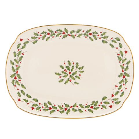 Lenox plato de servir ovalado marfil, ideal para presentar aperitivos con elegancia.