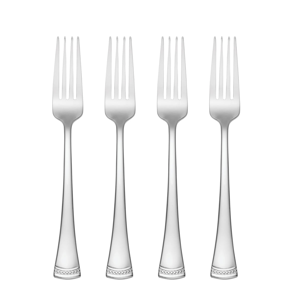 Tenedores de cena Lenox Portola, juego de 4, acabado espejo para una mesa elegante.