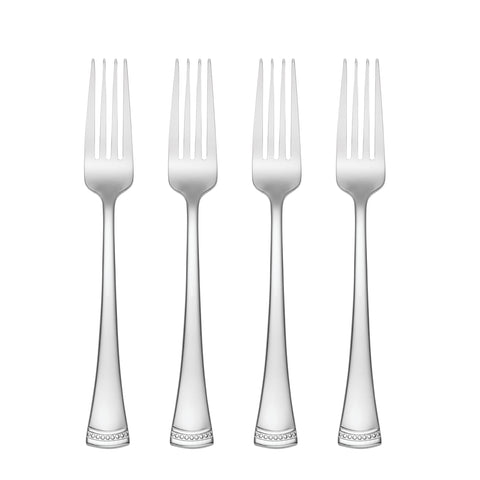Tenedores de cena Lenox Portola, juego de 4, acabado espejo para una mesa elegante.