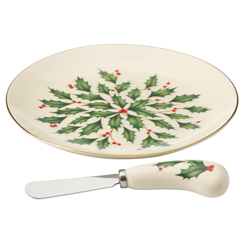 Lenox tabla de queso navidad con cuchillo para servir con estilo.