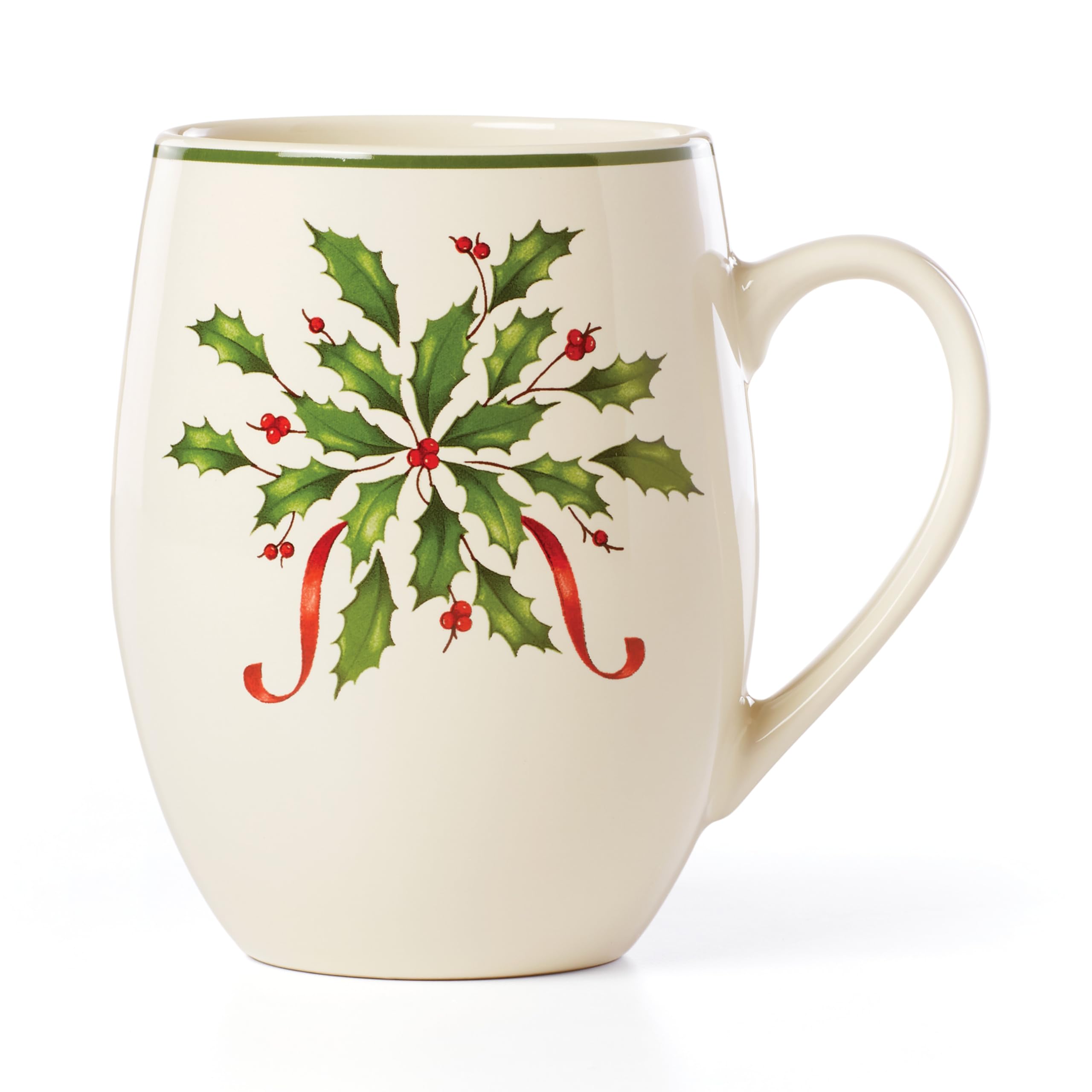 Taza Lenox Cocoa navidad con acebo en el lateral, ideal para ceremonias festivas