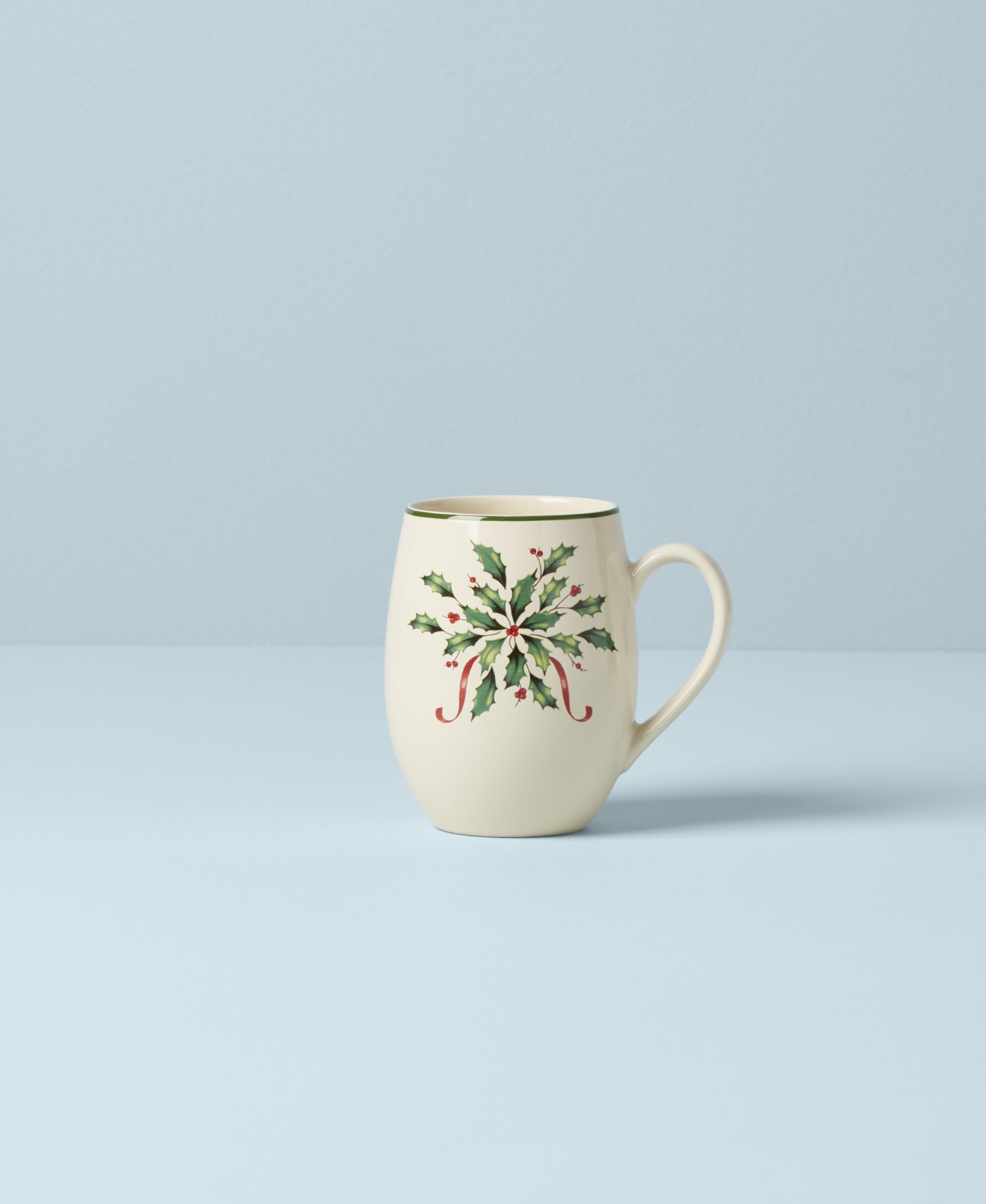 Taza Lenox Cocoa navidad con borde verde, apta para microondas y lavavajillas