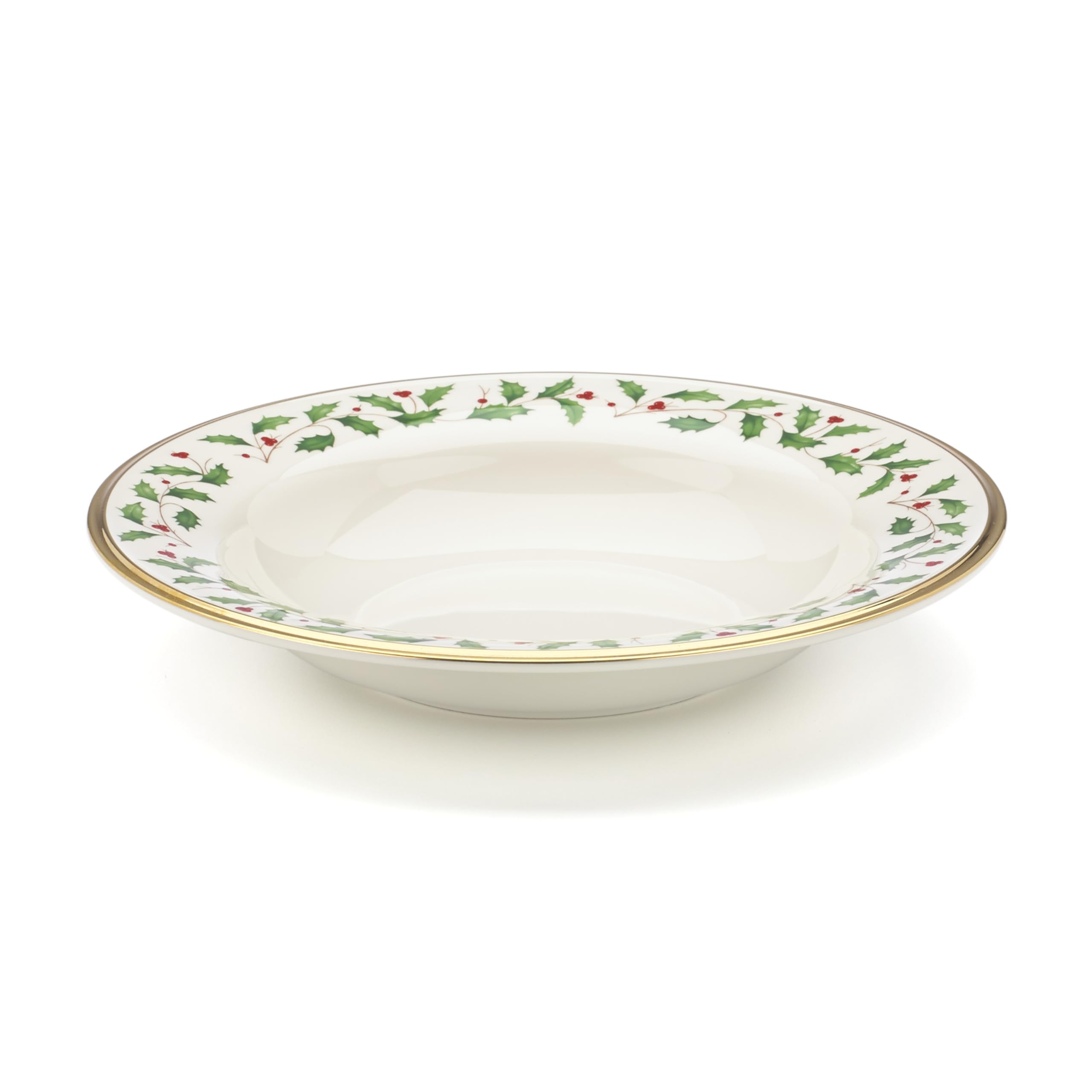 Lenox 146504250 tazón de sopa navideño con motivo acebo y bayas para cenas festivas.
