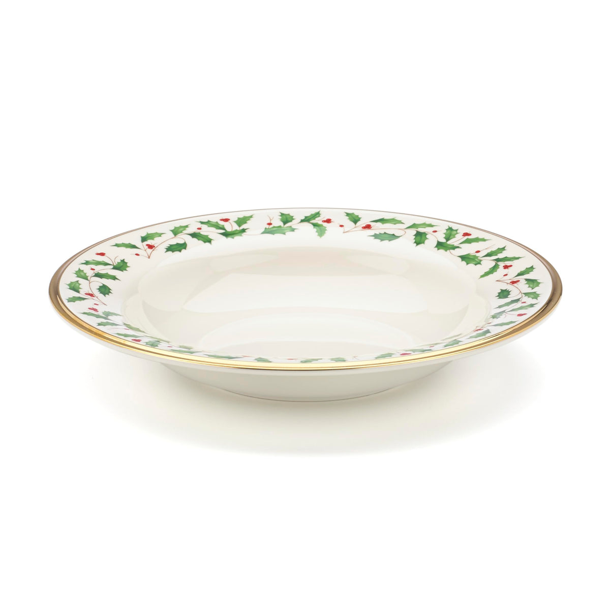 Lenox 146504250 tazón de sopa navideño con motivo acebo y bayas para cenas festivas.