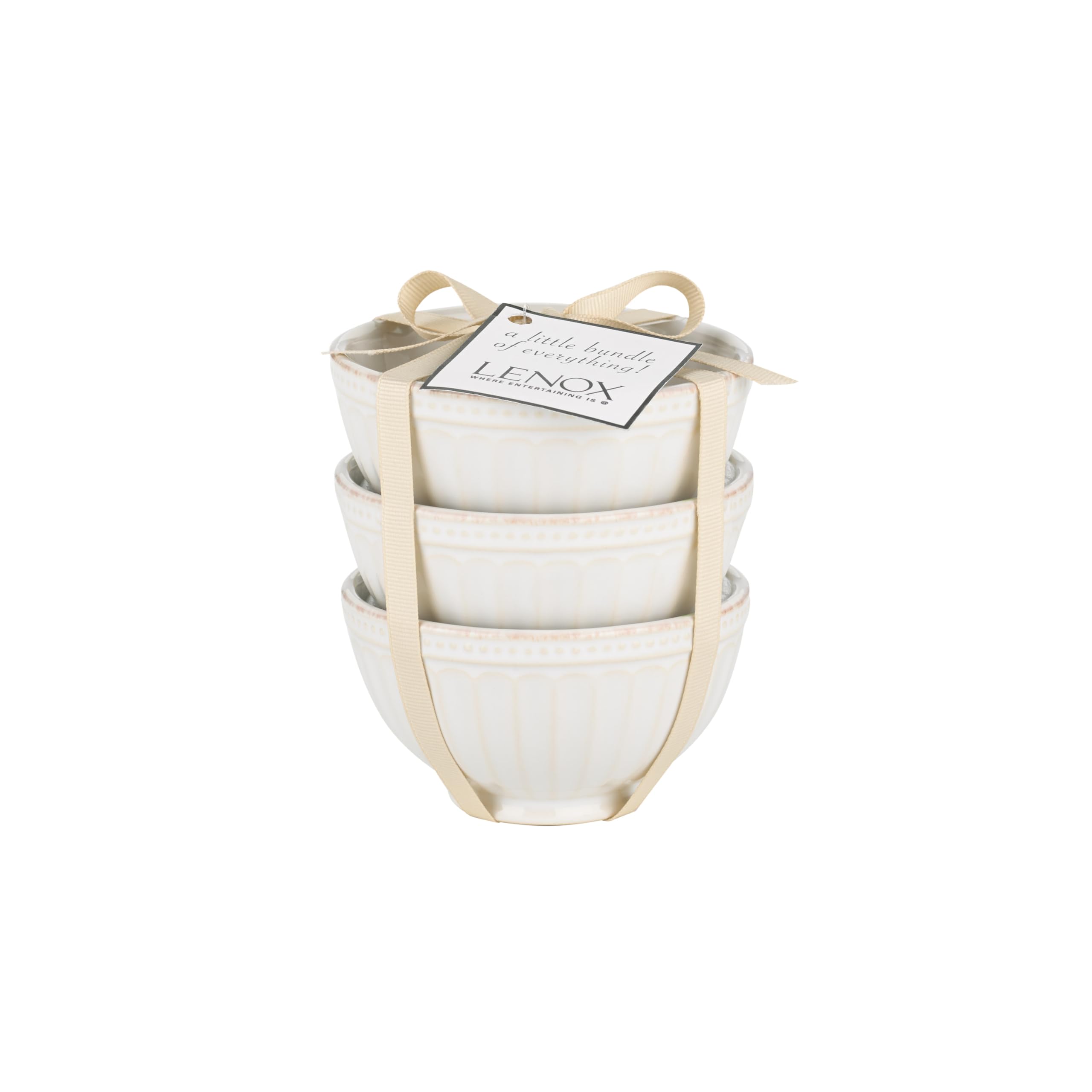 Tazones Lenox Perla Groove Mini Blanco con surcos decorativos para servir