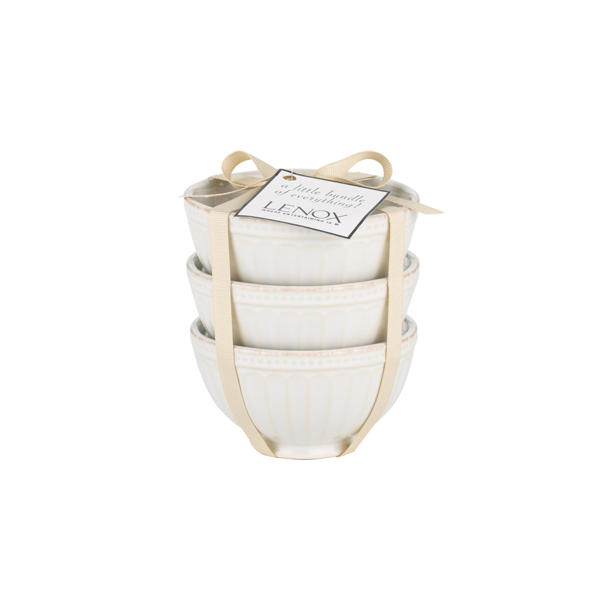 Tazones Lenox Perla Groove Mini Blanco con surcos decorativos para servir