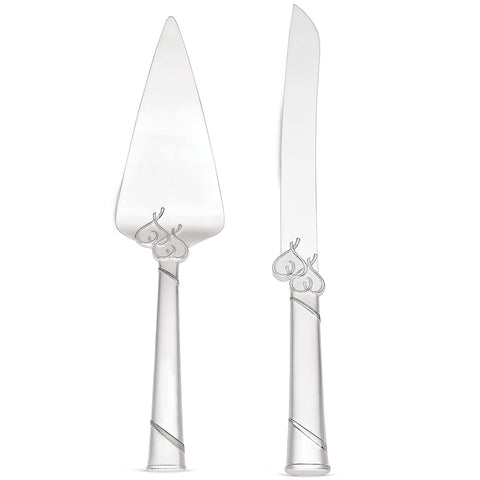 Lenox True Love cuchillo y pala para pastel con corazones entrecruzados