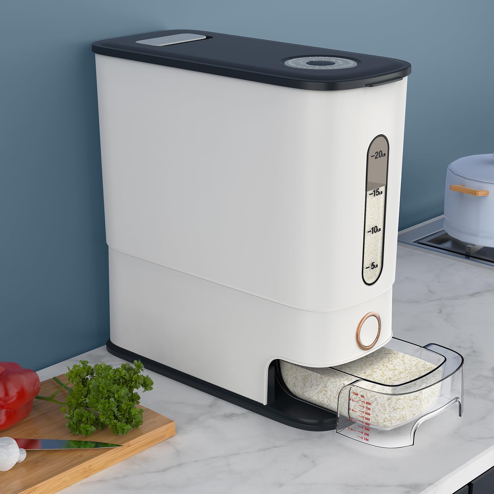 Lenwi dispensador de arroz con gran capacidad para la despensa
