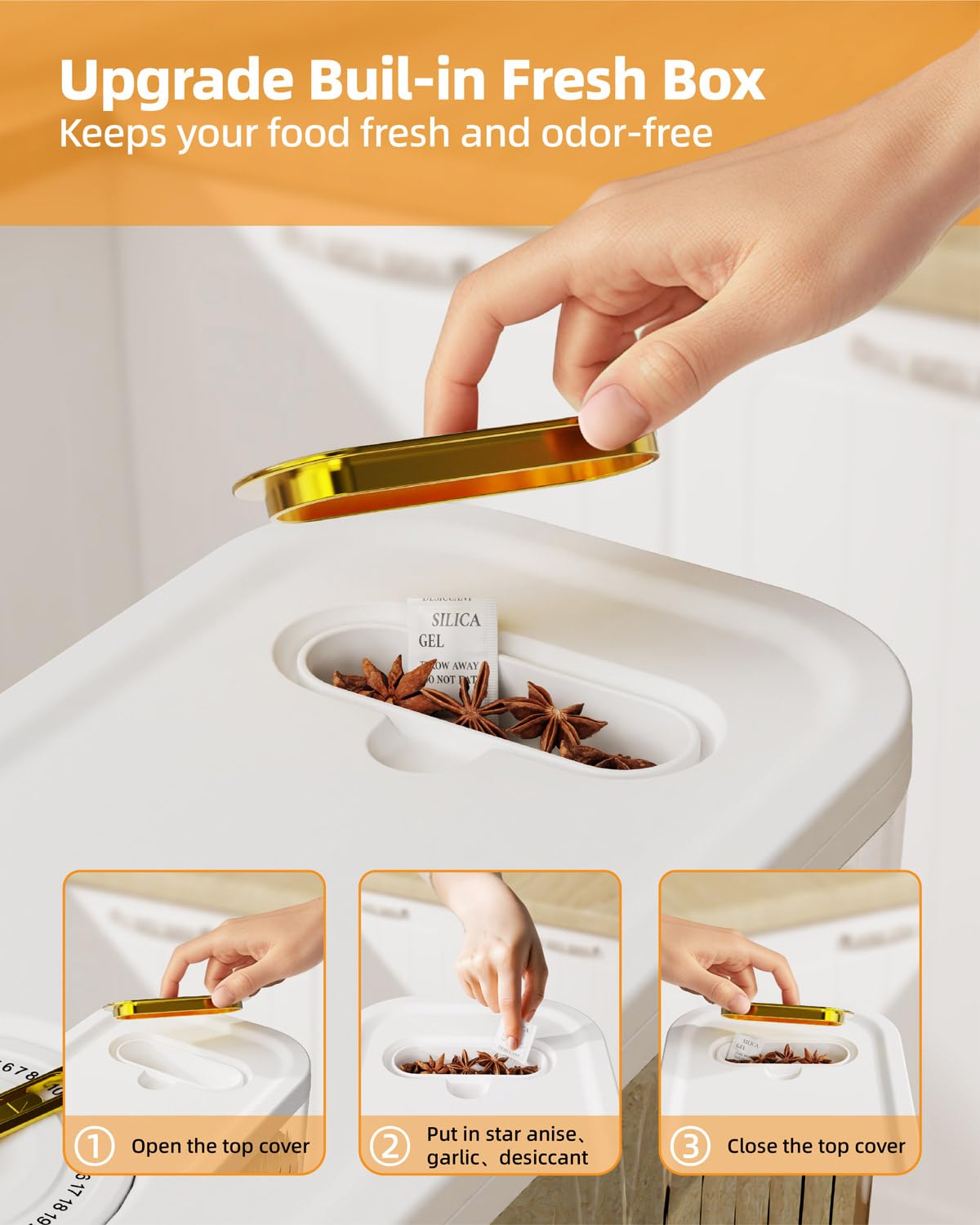 Lenwi dispensador arroz tapa segura libre de BPA protege el alimento
