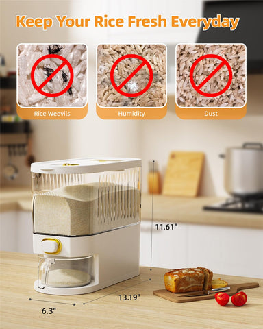 Lenwi dispensador arroz ventana transparente permite ver la cantidad restante sin abrir