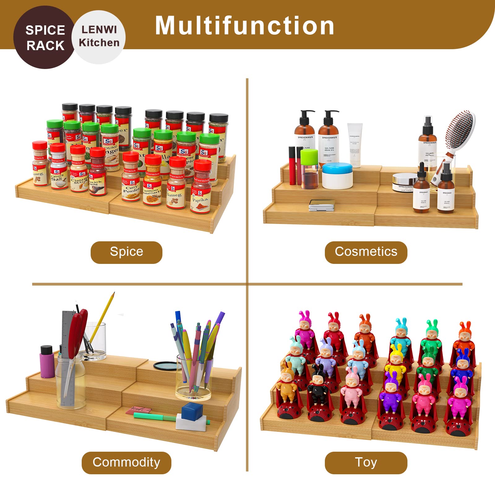 Lenwi estante extendible con ancho ajustable para espacios pequeños.