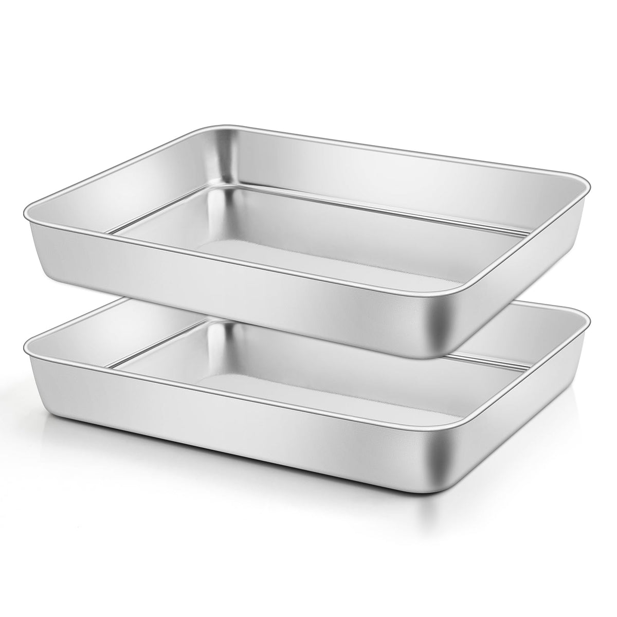 Pan rectangular Leonyo, vista superior, ideal para hornear pasteles uniformes.