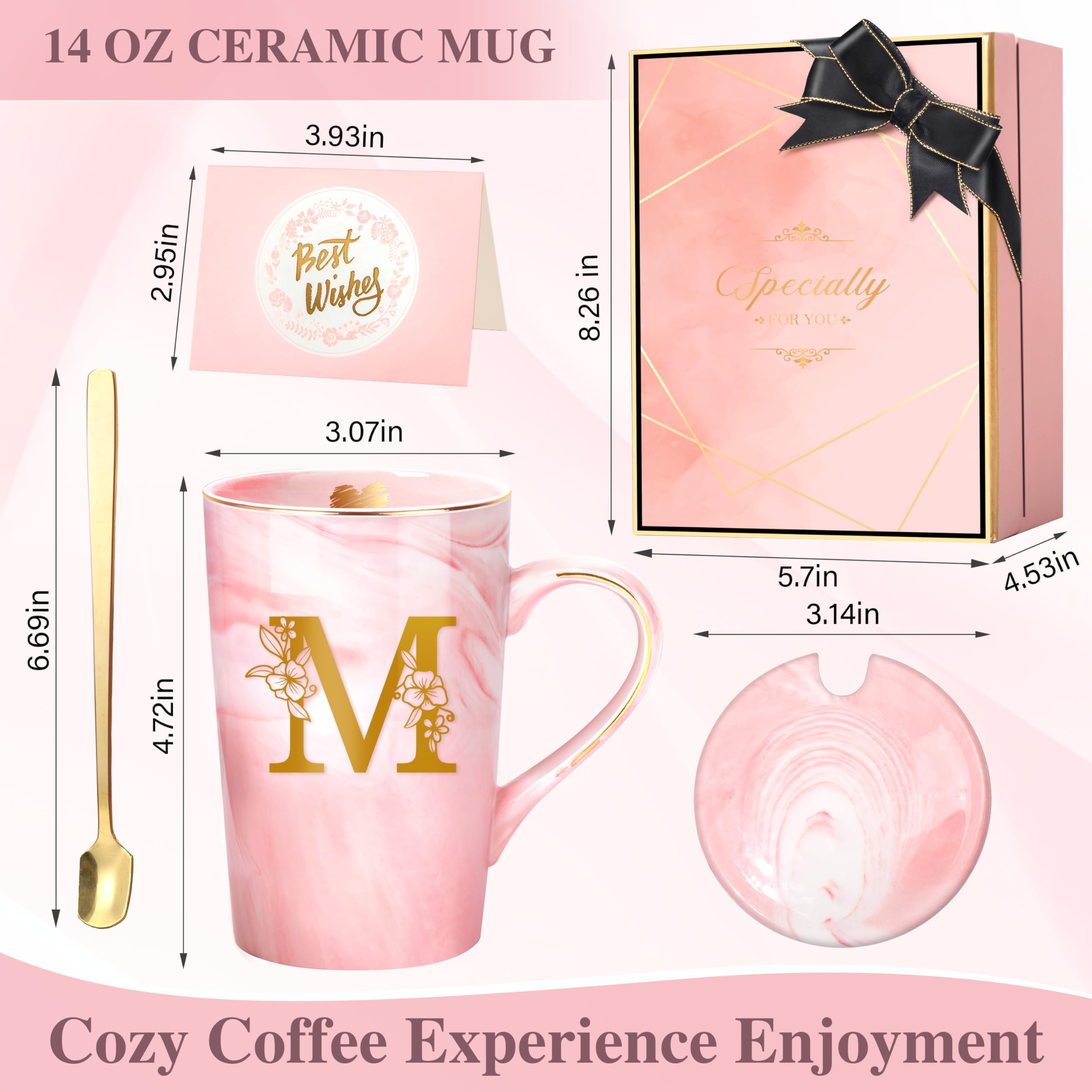 Taza Lepiche con diseño de inicial M y flor, elegante y personalizable