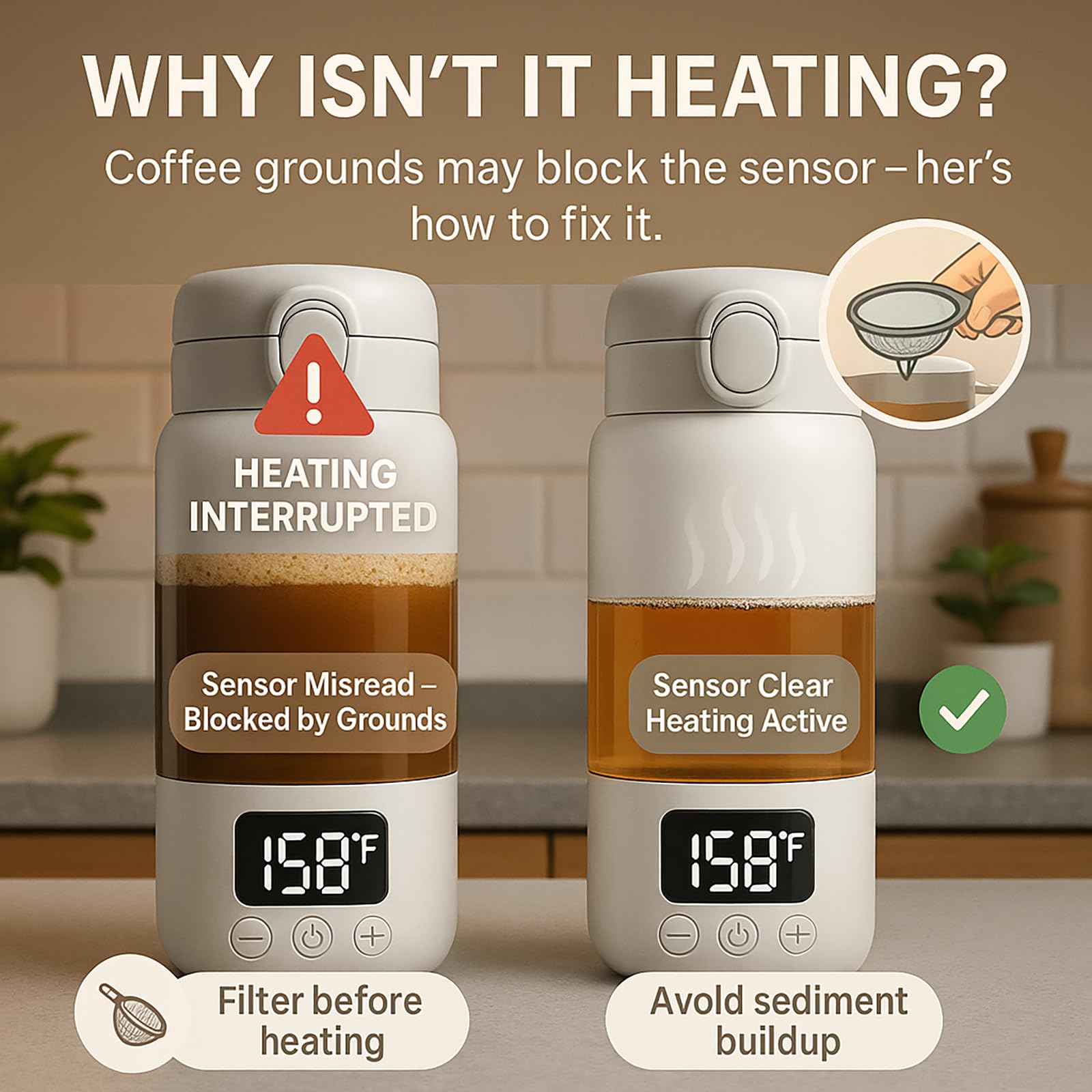 LEQOS aislante de larga duración mantiene el café caliente.