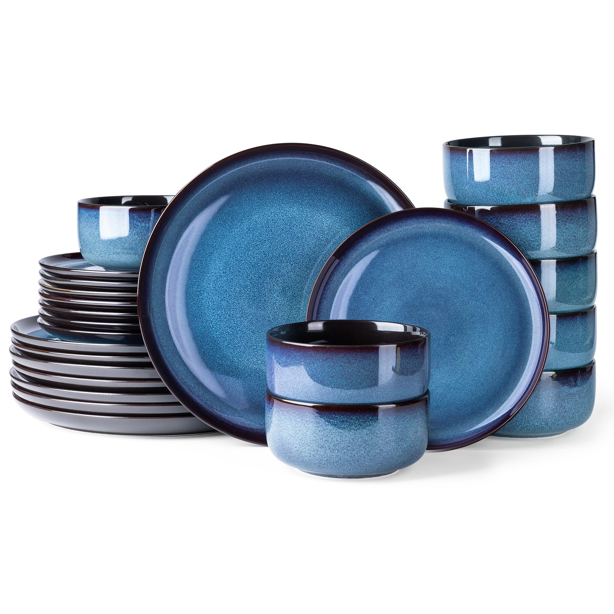 LERATIO: platos de cena azul de 10,5 pulgadas para 8 comensales, aptos para lavavajillas.