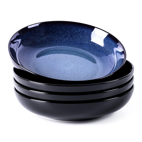 LERATIO cuenco para pasta de cerámica 38 oz azul, presentación elegante para la mesa