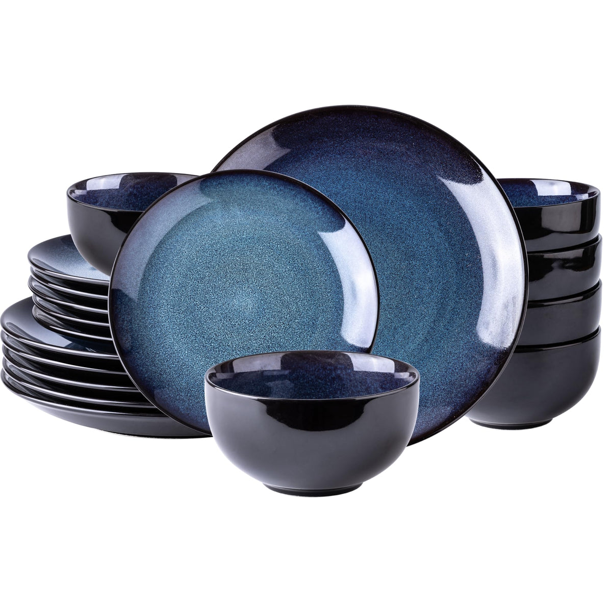 LERATIO Platos cerámicos de diez punto cinco pulgadas en azul, ideales para cenas familiares.