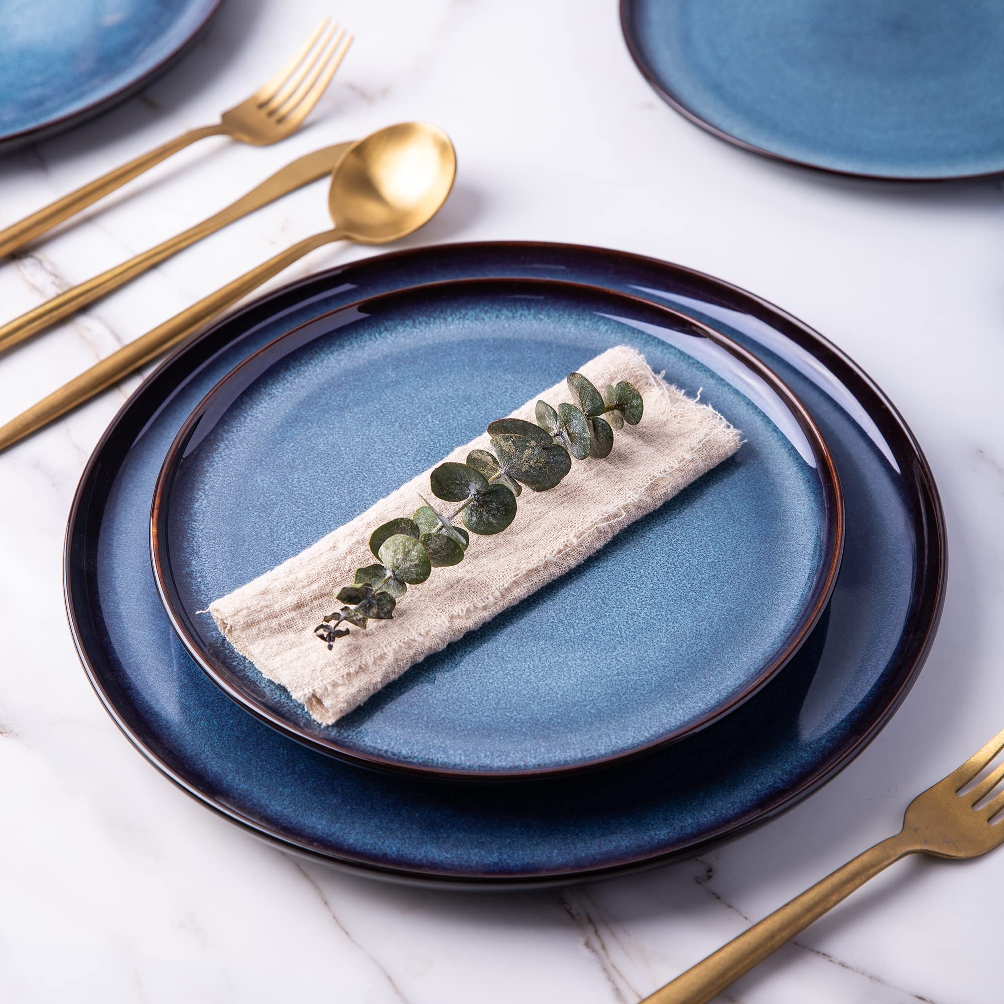 LERATIO platos grandes cerámica azul, perfectos para porciones generosas.