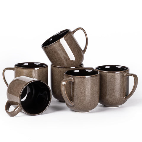 Tazas cerámicas Leratio de 12 onzas, juego de 6, para café diario.