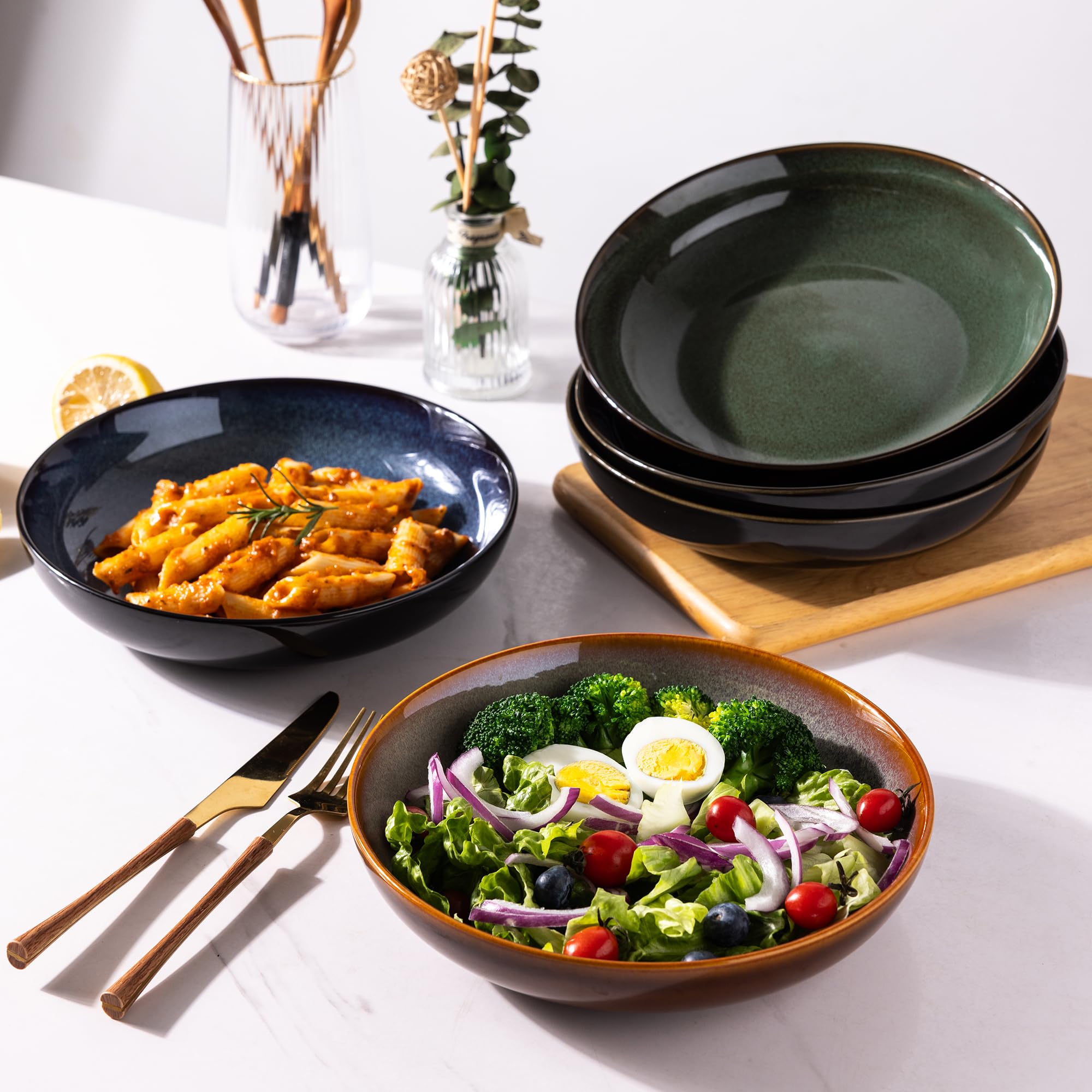 LERATIO tazones para ensaladas y frutas, tamaño amplio para porciones generosas.