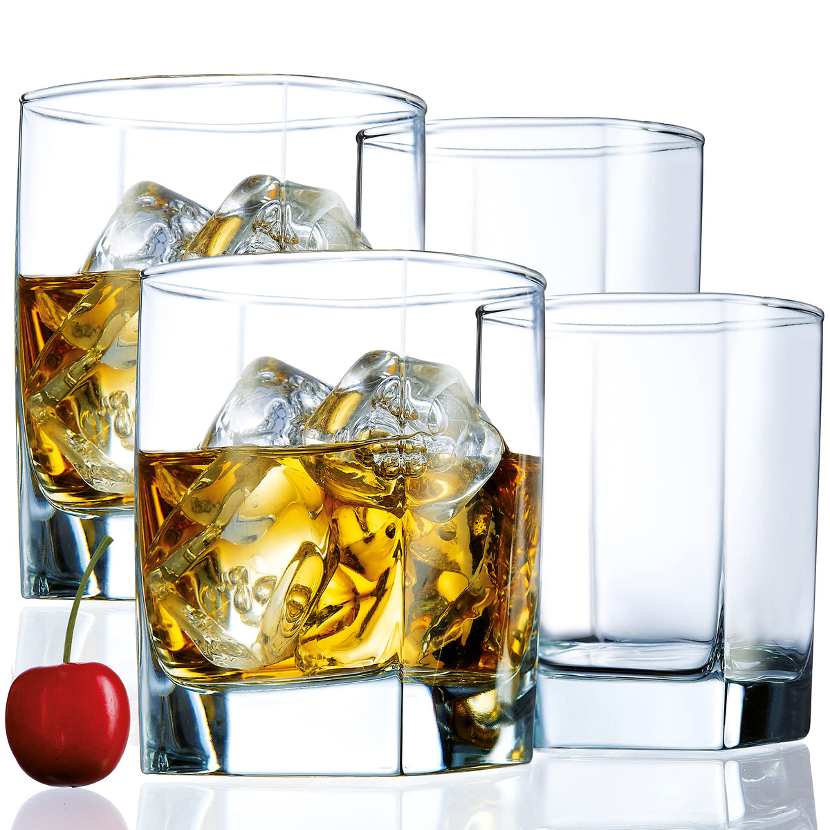 Le'raze copa whisky cuadrada set 4 para degustaciones diarias.
