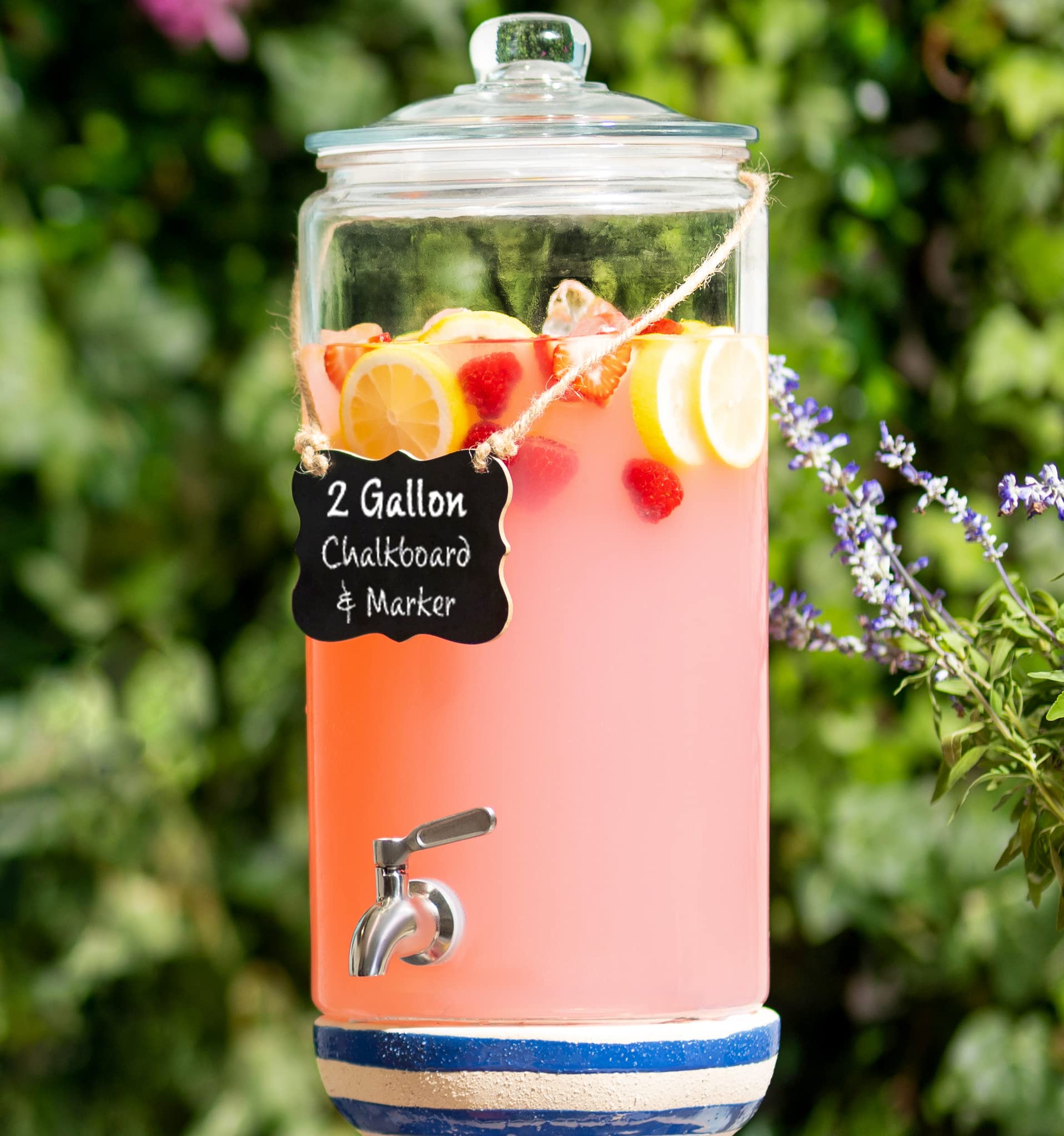 Dispensador Le'raze para bebidas de 2 galones, ideal para fiestas.