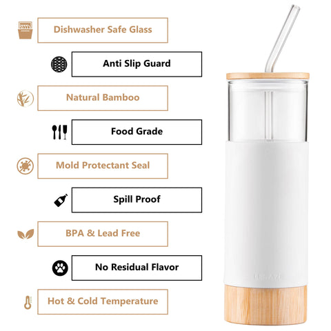 Le'raze tumbler 20 onzas tapa bambú, estilo natural para transporte diario.
